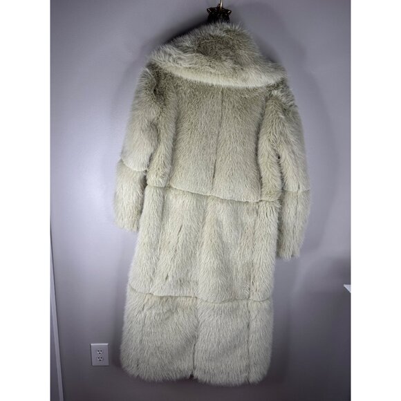 NWT Free People Shoreditch Faux Fur Maxi Topcoat Pistachio Size XS Light Green - Picture 8 of 11